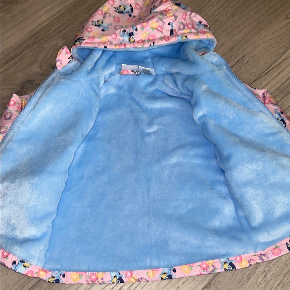 Bluey & Bingo Toddler Girls Pink Floral Donut Windbreaker Jacket 2T - Picture 4 of 5